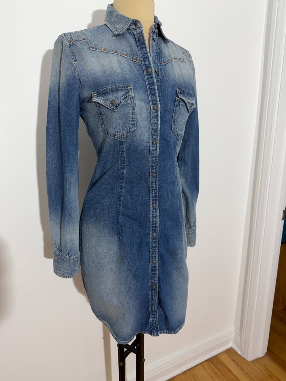 Diesel Y2K Western Long Sleeve Denim Shirt Dress